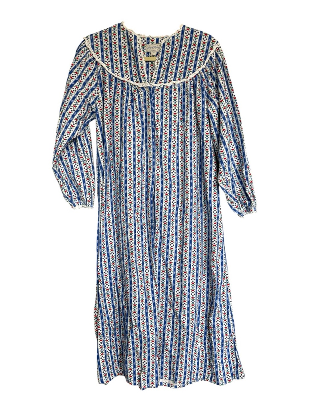 Lanz of Salzburg Floral Stripe Prairie Nightgown Dress Size Small
